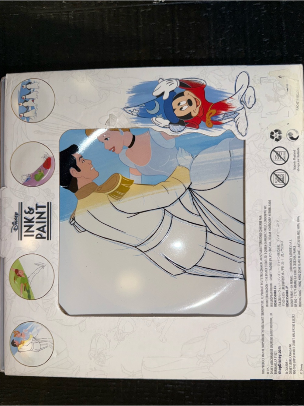 Disney Ink & Paint Ceramic Plate Frame Set of 4 Mickey Cinderella Collectible